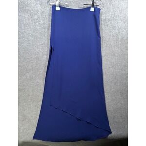 VIPART Women's Blue Maxi Skirt Size 40 8/10 Med Asymmetrical Slit Flowy